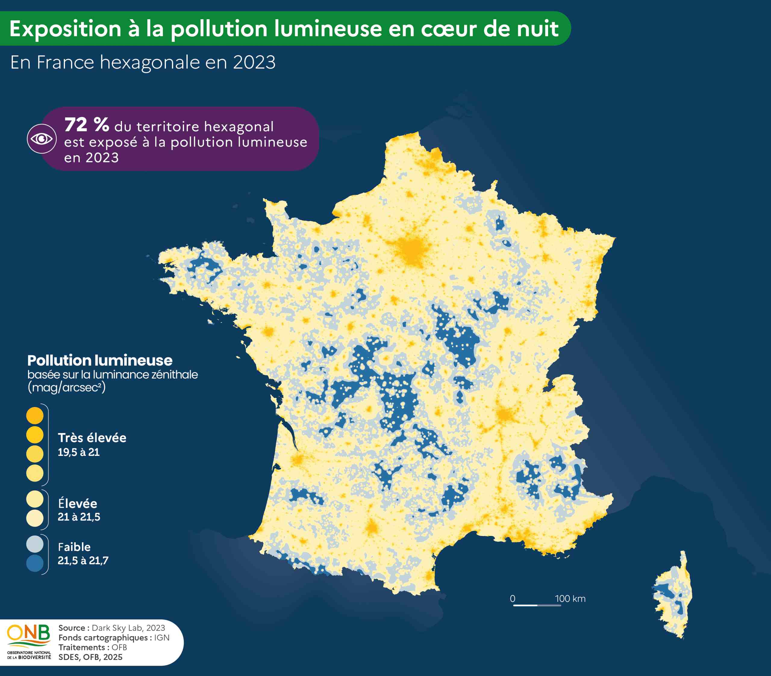 Pollution lumineuse en France en 2023