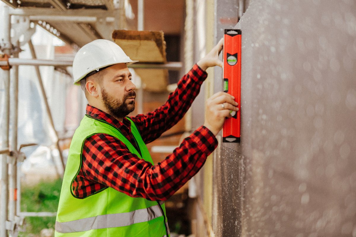 Ouvrier réalisant des travaux d'isolation